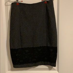 Grey Pencil Skirt with Black Lace